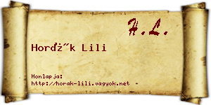 Horák Lili névjegykártya
