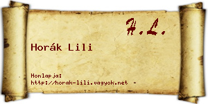 Horák Lili névjegykártya